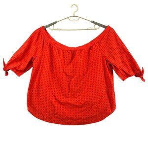 Jessica London Perforated Top Womens Orange Perforated Cotton SS Size 28W